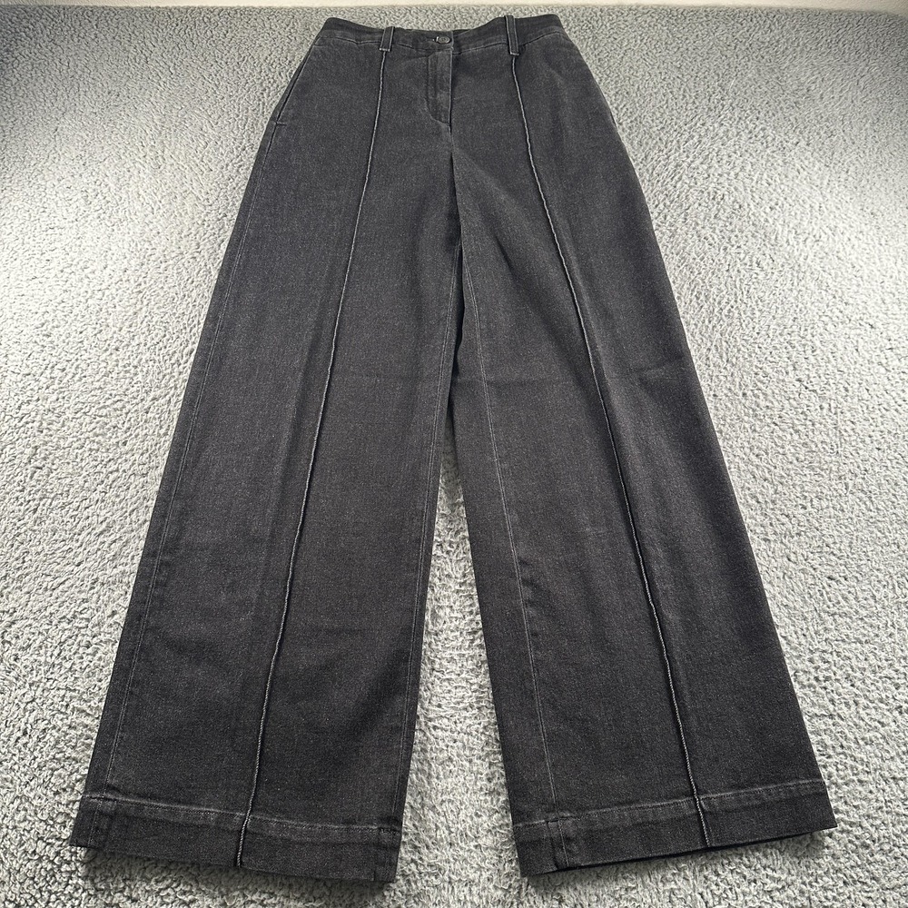 Eleventy Pants Womens 0 Gray Denim Relaxed Wide Leg Lined Cashmere Blend Italy